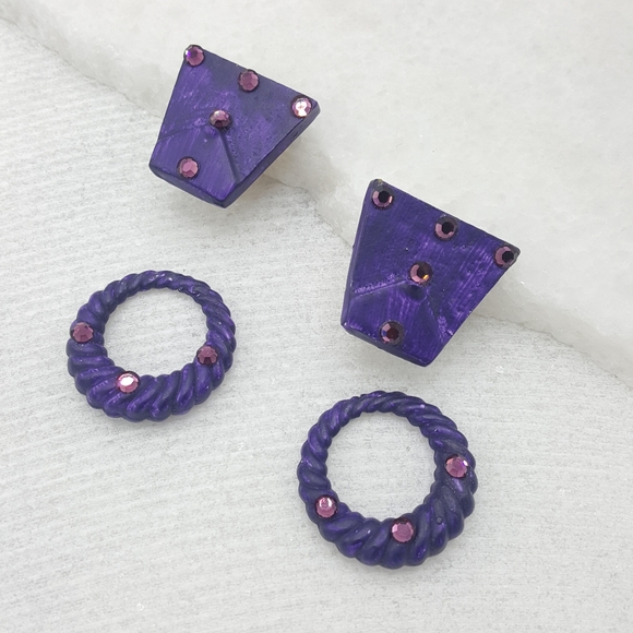 🎉🎉HOST PICK🎉🎉Jeff Lieb Purple Interchangeable Earrings - Picture 5 of 9